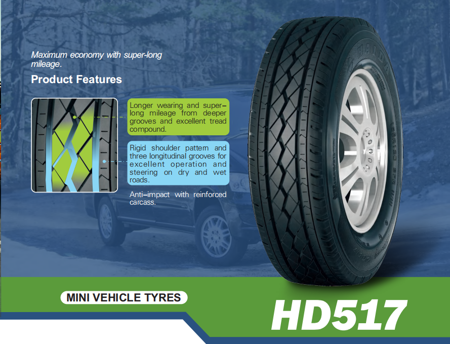 Mini vehicle tyres HD515 HD517 145/70R12 155R12C 500R12 185R14C
